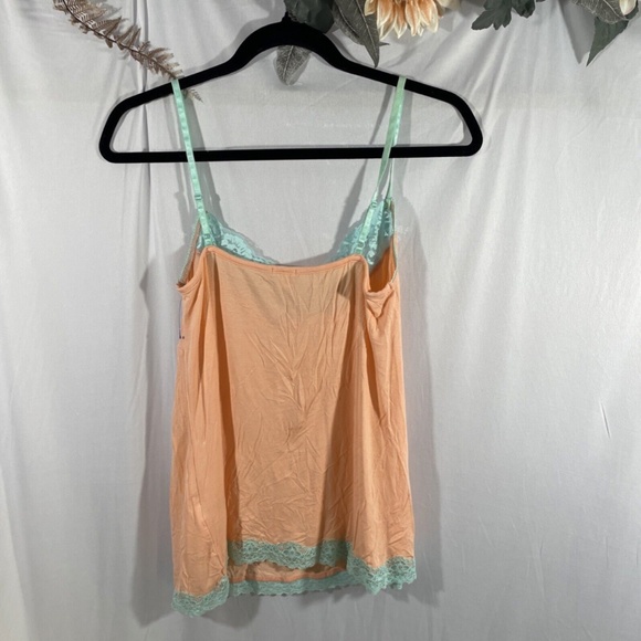 NEW PJ Salvage [ Medium ] Lace Trim Jersey‎ Camisole in Orange/Aqua Blue - Picture 8 of 12